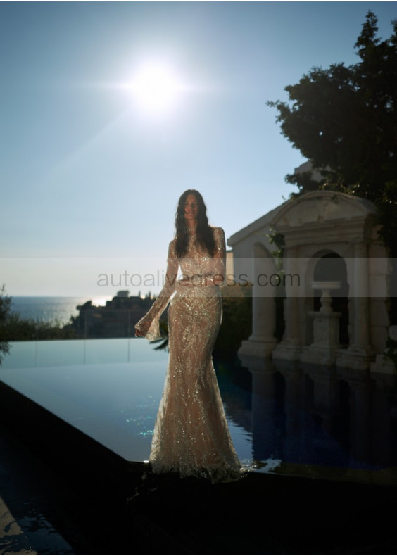 Luxurious Ivory Beaded Lace Tulle Keyhole Back Wedding Dress Luxurious Ivory Beaded Lace Tulle Keyhole Back Wedding Dress